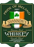 PERSONALIZED 15.5 IRISH WHISKEY Pub LOUNGE Collectible VINTAGE SERIES Bar Sign SHAMROCK