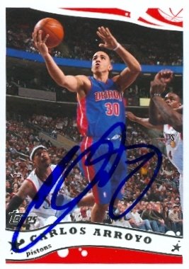 Carlos Arroyo Autographed/Hand Signed Basketball Card (Detroit Pistons) 2005 Topps #18
