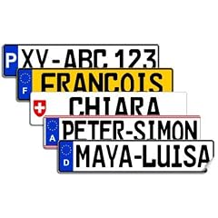 Nummernschild Aufkleber (Deutschland, 13 cm x 2.7 cm) - Mit Wunschtext