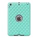 iPad Mini Cases, ROKE Rugged Dual Layer Case for iPad Mini 1/2/3 with Studded Rhinestone, Drop Proof, Dust Proof Design (B-Grey-Mint Green)