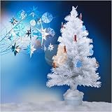 Christmas Tree w/ Ornaments & Color LED Light, White, 36 inch