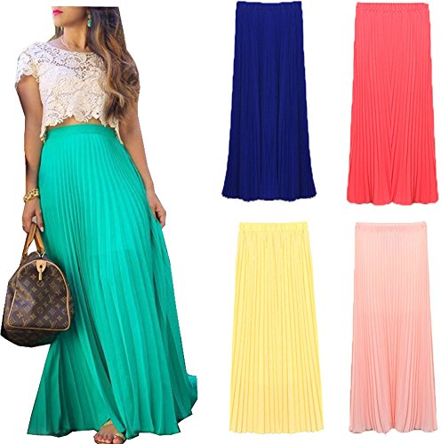 Izacu Flocc(TM) Womens Blending Chiffon Fold Long Maxi Skirt Vintage Dress