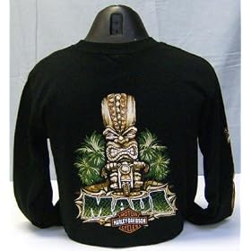Maui Harley-Davidson Tiki Guy Long-Sleeve Black T-Shirt