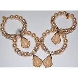 4 Napkin Rings with Swarovski Golden Shadow Tear Drop by SHINY CRYSTALS