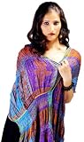 Multi Vibrant Fantastic Floral Viscose Pashmina Paisley Turquoise Scarf / Muffler (76x15)