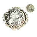 Multi-Color Austrian Rhinestone Brown Color Lady Caemo Silver-Tone Brooch Pin