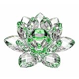 Amlong Crystal High Quality Hue Reflection Crystal Lotus Flower with Gift Box, 3-Inch, Green