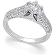14K White Gold Diamond Engagement Ring - 0.80 Ct.