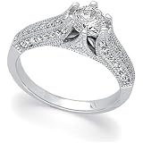 14K Platinum Diamond Wedding Set Semimount - 0.33 Ct. -- DOES NOT INCLUDE CENTER STONE