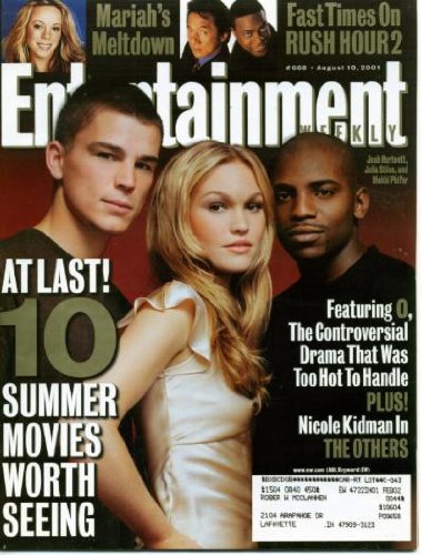 Entertainment Weekly August 10, 2001 Josh Hartnett & Julia Stiles & Mekhi Phifer/O, Nicole Kidman/The Others, Mariah Carey' Meltdown, Jackie Chan & Chris Tucker/Rush Hour 2