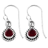 Beautiful 1.1 Carat Garnet Sterling Silver Fashion Dangle Earrings