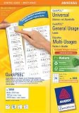Produkt-Bild: Avery Zweckform 3658 Universal-Etiketten Quickpeel Inkjet-Laser-Farblaser-Kopierer wei&szlig; 64, 6x33, 8mm 2400 Etiketten