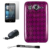 Magenta Smooth Durable TPU Skin with Argyle Texture Design Protector / Sili ....
