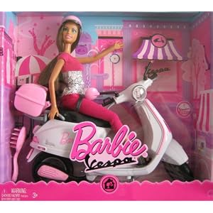 Barbie Vespa Doll and Vehicle w Barbie Doll and Scooter (2008) by Barbie Vespa