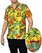 La Leela Hawaiian Shirt For Men Short Sleeve Front-Pocket Paradise Aloha Orange