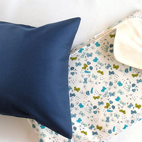 Island Picnic Organic Cotton Toddler Bedding Set - 3 Piece - Pillow, Pillowcase, Blanket - Blue Butterflies with Navy