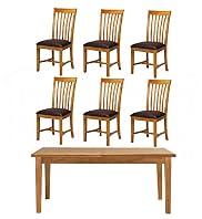 Malabar Extending Dining Table & 6 Leather Chairs Set