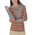 Juniors' Mossimo Supply Co. Thermal Pullover Hoodie - Grey/Orange Stripe