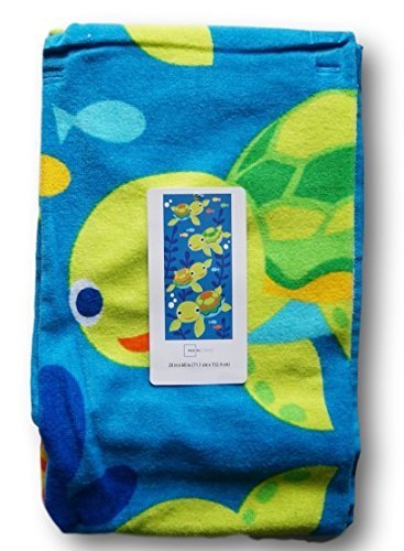 Blue Green Multi-Colored Beach Towel - Turtle Fun - 28'' x 60''
