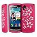 housse �tui coque en silicone rose fuchsia motif fleurs pour Samsung Wave 2 s8530 + film protecteur
