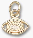 Penn State Nittany Lions 1/4 Lion Head and Pierced Football Charm - 10KT Gold Jewelry