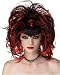 Goth Evil Sorceress Teased Black and Red Costume Wig