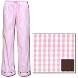 The Cat's Pajamas Pink Gingham Non-Flannel Low-Rise Pajama Pant with Chocolate Piping