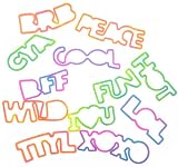 Tye Dye Phrases Rubber Band Bracelets Text LOL CYA BFF TTYL 12 pack