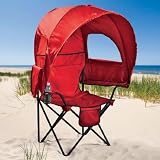 BrylaneHome Camp Chair with Canopy (BLUE,0)