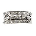 Sterling Silver Cubic-Zirconia 3-Stack Ring - Sizes 7 - 9