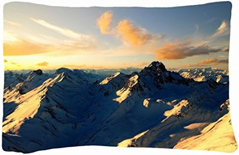 Queen Size Microfiber Peach Decorative PillowCases -Nature Mountains mountains clouds snow photography skydoll winter landscapes Nature Mountains