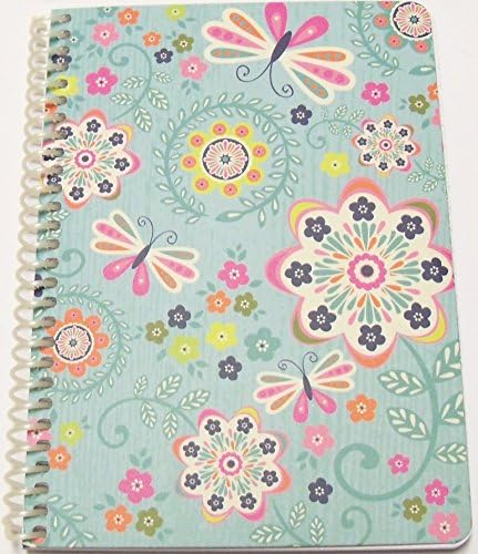 Pink Light Design Spiral Notebook ~ Fluttering Lovely (Flowers with Butterflies; 8" x 10.5"; 60 Sheets, 120 Pages)