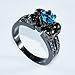 Bamos Jewelry Halloween Water Blue Aquamarine Skulls Black Gold Wedding Rings for Womens Size 6-10
