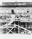 -193 photo Group of workers raising steins, on scaffolding, in front of Nazi party headquarters, in