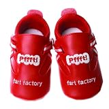 Silly Souls Fart Factory Baby Shoes, Red/White, 6-12 Months