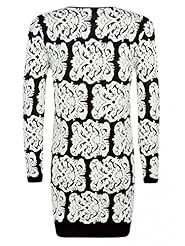 Long Sleeves High-Neck General Print Acrylic Winter  Dress
