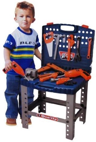 Kids 69 Piece Toy Tool Kit Play Set Portable Folding Work Bench Workshop with Drill by UKIC