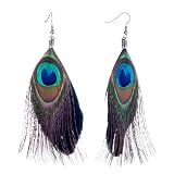 Pugster Mothers Day Gifts Mom Earrings Peacock's Tail Black Feather Cluster Earrings