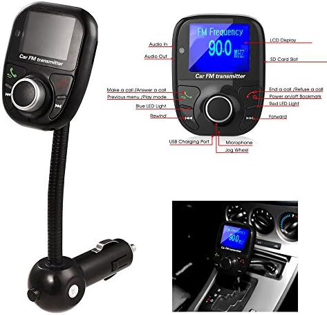FM Transmitter,FITTA Wireless Bluetooth FM Transmitter Radio Car Kit with Hands Free Calling and Car Charger for iPhone 6/6S/6Plus,iPad,Samsung Galaxy 5 And Any Smart Devices with 3.5mm Audio Plug
