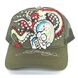 Ed Hardy Green Rhinestone Cap - Dragon Skull Design