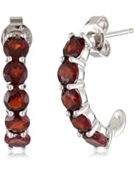 Sterling Silver and Round-Cut Gemstone "J" Hoop Earrings (2.50 cttw)