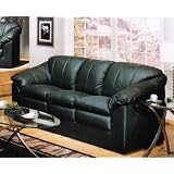 Sofa Couch Fan Style Black Regenerated Leather