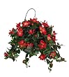 Artificial Hibiscus Hanging Basket, Tomato Red