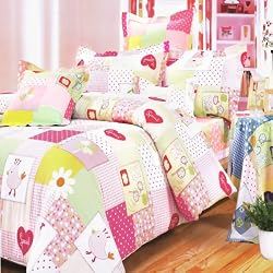 Blancho Bedding - [Pink Heart] Luxury Comforter Set Combo 300GSM
