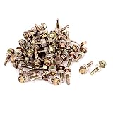 uxcell セルフドリルスキュー メタル製ブロンズトーン M5 x 23mm 50個入り