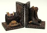 Resin Saddle and Boots Western Themed Bookends