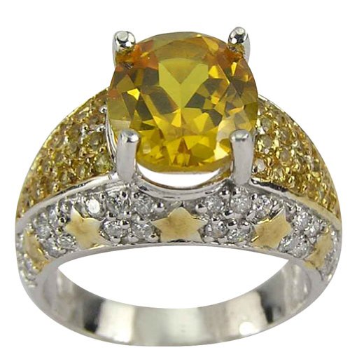 Platinum Antique Citrine Sapphire and Diamond Ring - 5 Platinum Antique Citrine Sapphire and Diamond Ring - 5