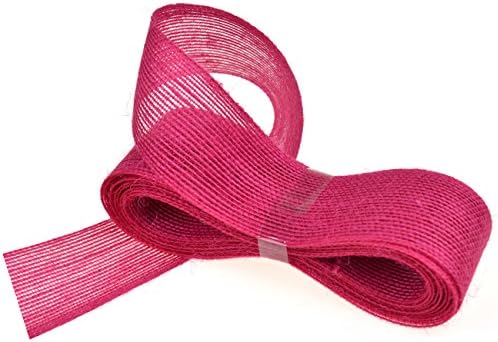 50 Yards Red Hessian Jute Burlap Weave Ribbon, Wired Faux Burlap Ribbons for Arts &amp; Crafts Homemade DIY Projects, 5/8 Inch