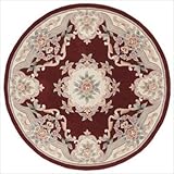 New Aubusson Burgundy Oriental Round Rug Size: Round 6'