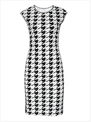 Sexy Houndstooth Print Polyester Sleeveless  Dress